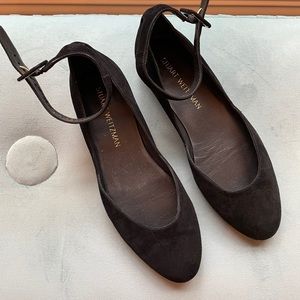 Stuart Weitzman Domain Ankle Strap Suede Flat Shoe
